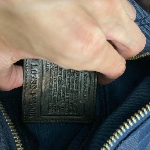 Coach vintage y2k blue signature c brown leather small shoulder bag - Picture 7 of 11